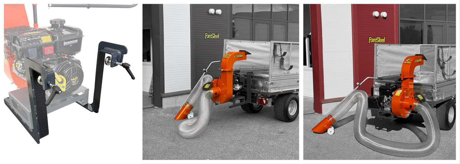 Foresteel standalone leaf vacuum mounted with universal tailgate clamps